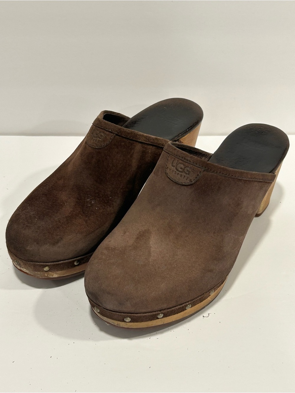 UGG Australia Abbie Studded Leather Platform Clogs Brown Size 8 Women Vintage